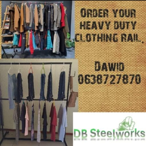 Manufactured steel clothing rail