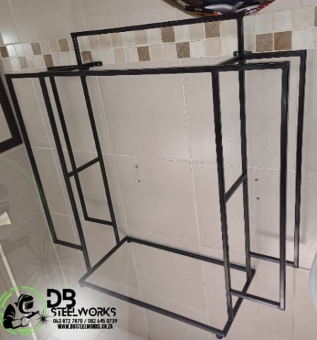 Custom steel bathroom rack