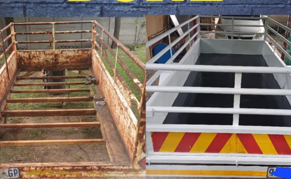Restored steel trailer before and after professional steelworks repair